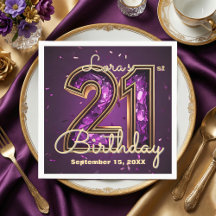 Cumpleaños 21 Glam amatista púrpura cristal oro