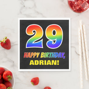 Servilleta De Papel Cumpleaños 29: Negrita, Divertido, Simple, Arcoíri