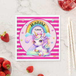 Servilleta De Papel Cumpleaños 2 de arcoíris y unicornio lindo
