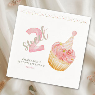Servilleta De Papel Cumpleaños 2 de Dos Dulces Cupcakes Lindos 