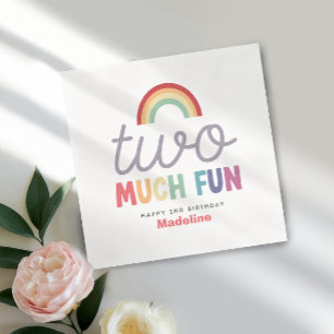 Servilleta De Papel Cumpleaños 2 de niñas colorido demasiado divertido
