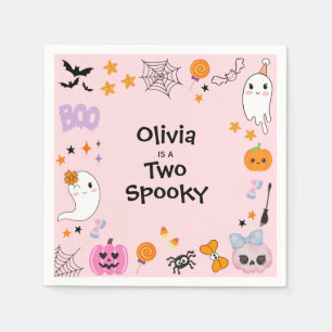 Servilleta De Papel Cumpleaños 2 Pink Dos Espeluznante Cute Fantasma H