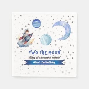 Servilleta De Papel Cumpleaños 2 Rocket Space Blue Boy Dos a la Luna 