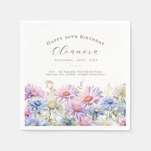Servilleta De Papel Cumpleaños 30 en septiembre Flor de nacimiento per