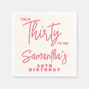 Servilleta De Papel Cumpleaños 30 Tendencia Rosa Habla Treinta Conmigo