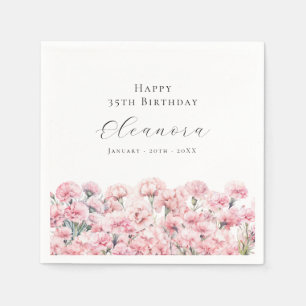 Servilleta De Papel Cumpleaños 35 claveles rosados la flor de nacimien