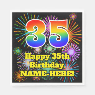 Servilleta De Papel Cumpleaños 35: Patrón de fuegos artificiales div