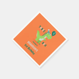 Servilleta De Papel Cumpleaños 3 del Dinosaurio Tres Rex