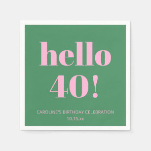Servilleta De Papel Cumpleaños 40 Atrévido Brillante Moderno Retro Ros