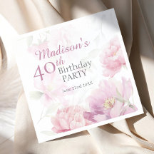 Cumpleaños 40 Blush Pink Watercolor Peony