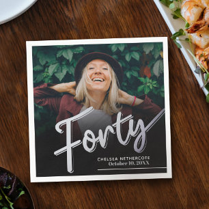 Servilleta De Papel Cumpleaños 40 Forty personalizado foto script plat
