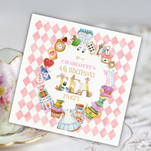 Servilleta De Papel Cumpleaños 4 de Pink Alice in Wonderland  