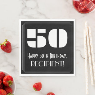 Servilleta De Papel Cumpleaños 50: Aspecto inspirado en Art Déco "50