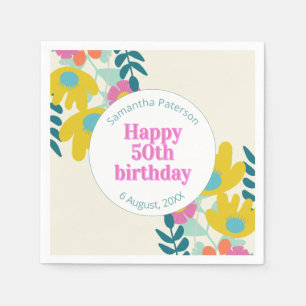 Servilleta De Papel cumpleaños 50 bonito floral colorido moderno