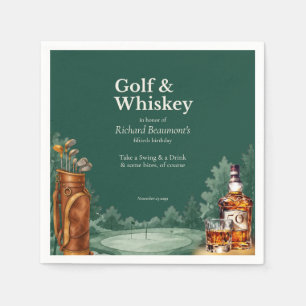 Servilleta De Papel Cumpleaños 50 de hombre con estilo de golf y whisk