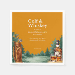 Servilleta De Papel Cumpleaños 50 de hombre con tema de golf y whisky