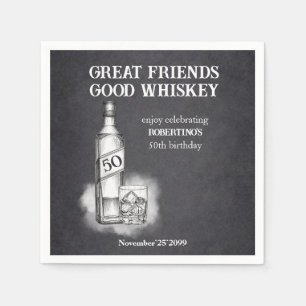 Servilleta De Papel Cumpleaños 50 de hombre con tema de Whiskey estilo