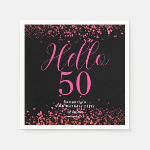 Servilleta De Papel Cumpleaños 50 de rosa brillante y negro falso