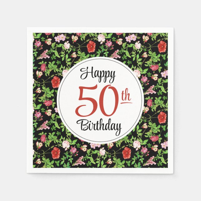 Servilleta De Papel Cumpleaños 50 de Wildflower (Anverso)