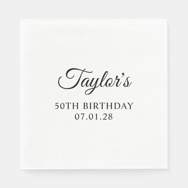 Servilleta De Papel Cumpleaños 50 Elegant Script (Anverso)