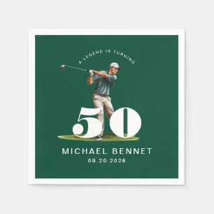 Servilleta De Papel Cumpleaños 50 Elegante Golfista Verde