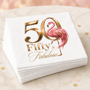 Servilleta De Papel Cumpleaños 50 & Fabuloso Flamenco Rosa