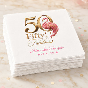 Servilleta De Papel Cumpleaños 50 & Fabuloso Flamenco Rosa