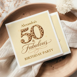 Servilleta De Papel Cumpleaños 50 & Fabuloso Neutral Leopardo
