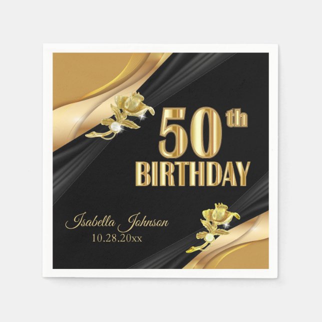 Servilleta De Papel Cumpleaños 50 Hermoso (Anverso)