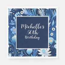 Cumpleaños 50 Navy Dusty Blue Floral