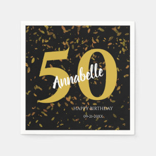 Servilleta De Papel Cumpleaños 50 negro y dorado