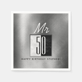 Servilleta De Papel Cumpleaños 50 negro y plata