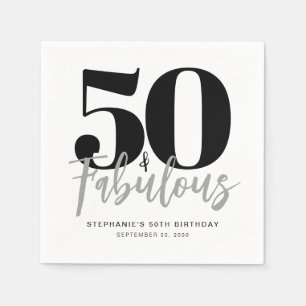 Servilleta De Papel Cumpleaños 50 Nombre Fecha Cincuenta y Fabuloso Fi