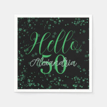 Cumpleaños 50 Personalizado Elegante Negro y Verde