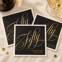 Cumpleaños 50 personalizado en negro y dorado con