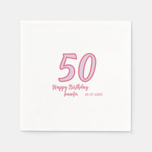 Servilleta De Papel cumpleaños 50 rosa morado negrita nombre simple mi