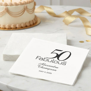 Servilleta De Papel Cumpleaños 50 y Fabuloso Nombre Fecha Fiesta de Cu