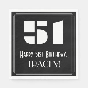 Servilleta De Papel Cumpleaños 51: Aspecto inspirado en Art Déco "51