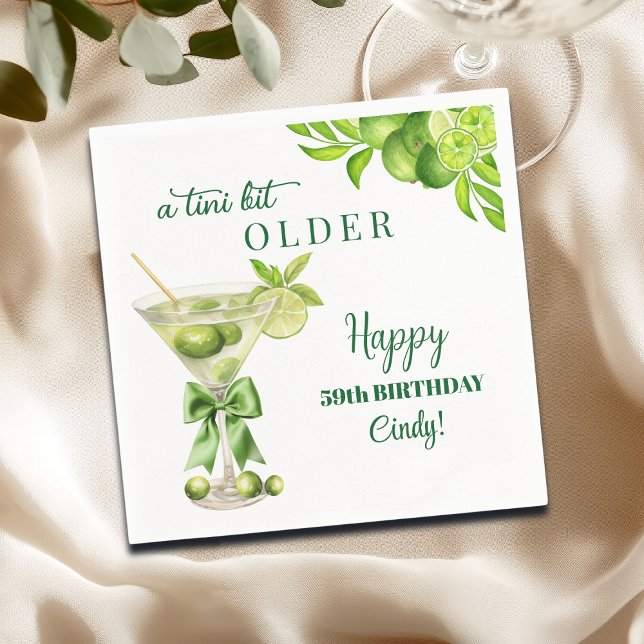 Servilleta De Papel Cumpleaños 59 Chic A Tini Bit Older Lime Martini (Subido por el creador)