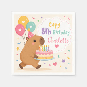 Servilleta De Papel Cumpleaños 5 de Capybara Capy Chica Nombre Torta R