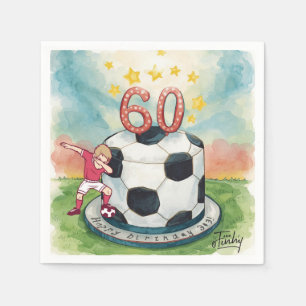 Servilleta De Papel Cumpleaños 60 de fútbol con balones en verde