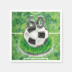 Servilleta De Papel Cumpleaños 60 de fútbol con balones en verde