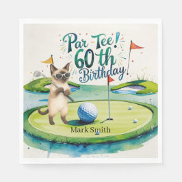 Servilleta De Papel Cumpleaños 60 de Golfer para los amantes del gato 