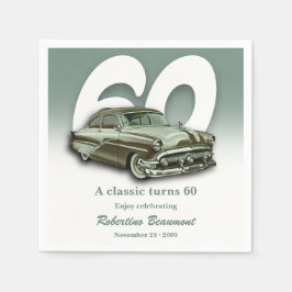 Servilleta De Papel Cumpleaños 60 de Travel Classic Green Car