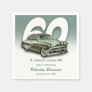 Servilleta De Papel Cumpleaños 60 de Travel Classic Green Car