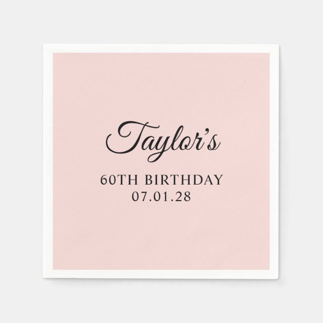 Servilleta De Papel Cumpleaños 60 Elegant Script (Anverso)