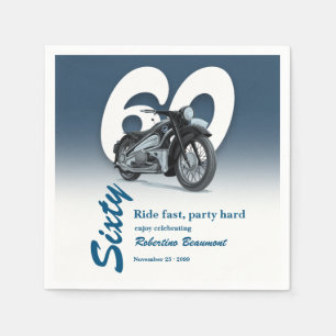 Servilleta De Papel Cumpleaños 60 Viaje en Moto Clásica Rápido