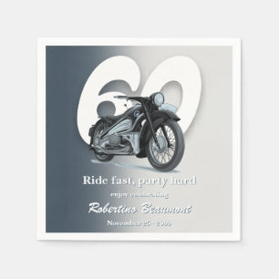 Servilleta De Papel Cumpleaños 60 Viaje en Moto Clásica Rápido