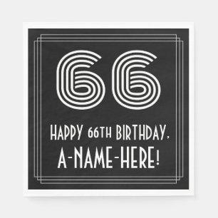Servilleta De Papel Cumpleaños 66: Aspecto inspirado en Art Déco "66