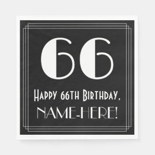 Servilleta De Papel Cumpleaños 66 ~ Estilo Art Deco "66", Nombre